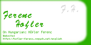 ferenc hofler business card
